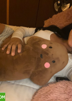 Feliz con su nuevo peluche 6